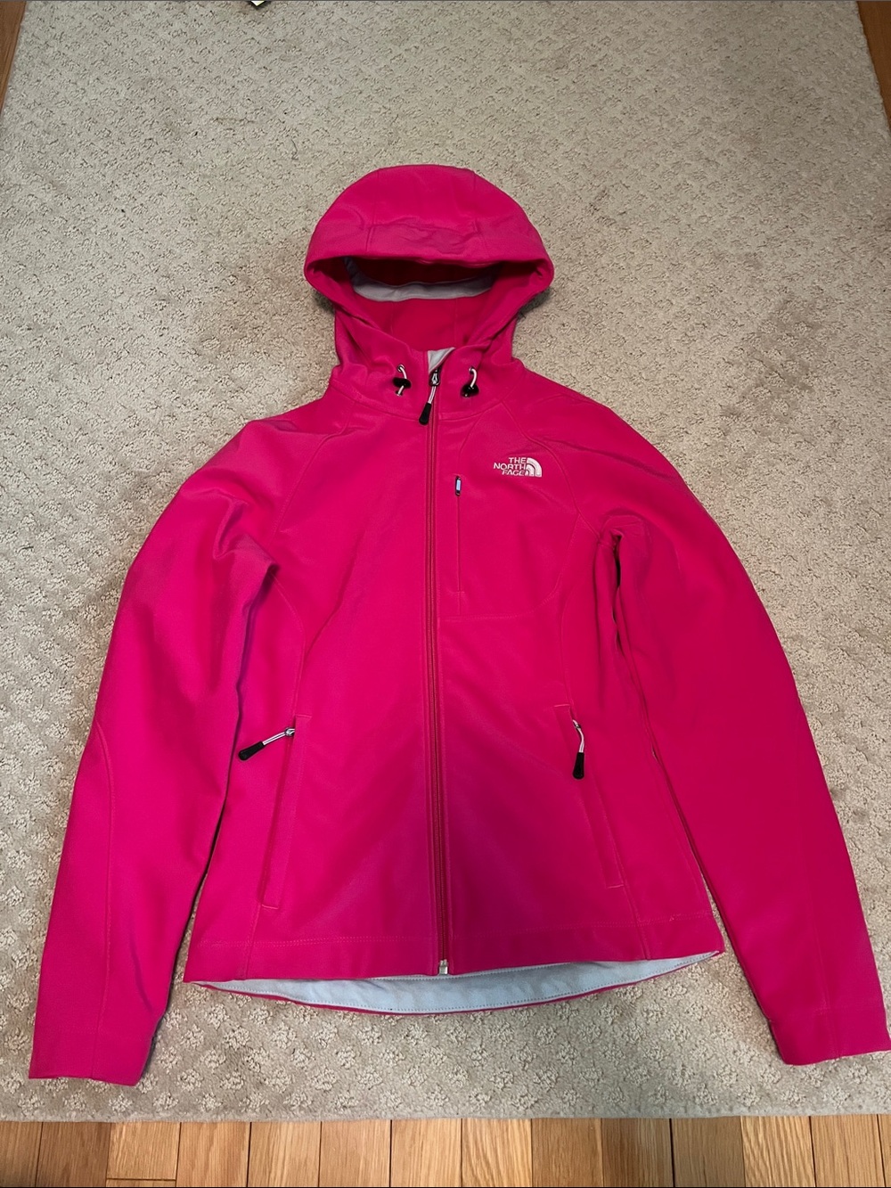 The North Face Women's Bright Pink Hooded Utility Softshell Jacket